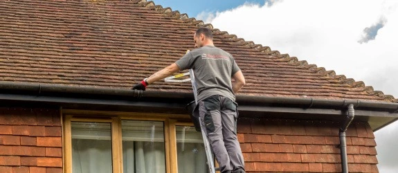 our team cleaning the gutters on a house in Stoke Bishop, Hampshire
