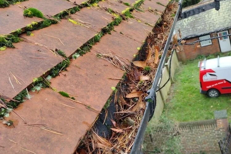 before photo of gutter cleaning job